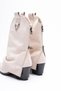 Women's Beige Suede Bellows Long Boots with Zipper Detail, Metal Accessories, Thick Heels, 6.5 cm Maloria - 2