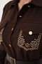 Women's Brown Stone Print Detailed Pocketed Shirt Pants Set - 6