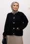 Soft Textured Buttoned Knitwear Cardigan Tsd250223 Black - 5