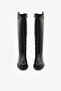 Black Genuine Leather Flat Heel Side Zipper Long Women's Boots - 3