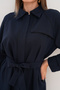 Women's Navy Blue Zipper Closure Piping Shirt Pants Set - 7
