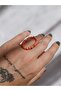 Special Design Pink Coral Natural Stone Copper Wire Ring - 2