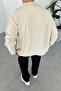 Cream Buttoned Relaxed Knit Cardigan - 3