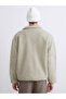 Xside Khaki Standard Fit Mock Neck Plush Men's Coat - 5