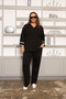 Black Plus Size Knitted Pants with Elastic Waist - 5