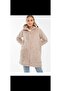 Women's Hooded Zippered Long Welsoft Plush Cardigan with Elasticated Sleeves - 3