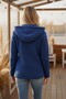Women's Cobalt Blue Dark Blue Plush Soft Zippered Hooded Welsoft Vest with Pockets 22Kckteres - 5
