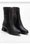 Kedın Black Mid-Cut Stitched Boots with Zipper Short Heel Boots - 3