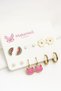 Rainbow Strawberry Panda Unicorn Heart Watermelon Flower Design Pearl Zircon Hoop Earrings Children's Earrings Set
