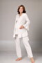 Women's Beige Flared Sleeve Double-Breasted Collar Winter Special Design Maternity Pajama Set - 5