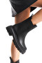 Women's Black Leather Elastic Thick Sole Boots - 3