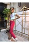 Girl's Tights Winter Ribbed Plush Elastic Waist Burgundy - 5