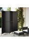 Room Divider 4 Panels Black Poly Rattan