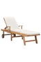 Sun Lounger with Cushion Solid Teak Wood Cream