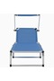 Folding Sun Lounger with Roof Aluminium and Textilene Blue - 4