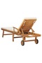 Sun Lounger with Cushion Solid Teak Wood Cream - 5