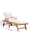 Sun Lounger with Cushion Solid Teak Wood Cream - 3