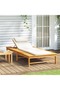 Sun Lounger with Cream White Cushion and Pillow Solid Wood Acacia