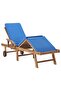 Sun Loungers with Cushions 2 pcs Solid Teak Wood Blue - 7