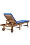 Sun Loungers with Cushions 2 pcs Solid Teak Wood Blue - 5