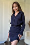 Striped Navy Blue Shirt Dress - 3