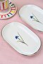 Tabak Evi Porcelain Natura Iris Gold Gilded Oval Boat Plate 18X11X2,50Cm 2 Pieces - 3