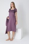Purple Lace Detailed Maternity and Postpartum Nightgown Set - 2