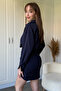 Striped Navy Blue Shirt Dress - 4