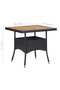 Outdoor Dining Table Black Poly Rattan and Solid Acacia Wood - 3