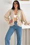 Beige Fisto Lace Detailed Buttoned Knitwear Cardigan Standard Size - 7