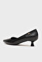 Doss Black Faux Leather 4 cm Low Heel Pointed Toe Stiletto Women's Shoes - 4