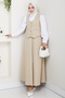 Two-Piece Gabardine Vest Skirt Set 1400 - Beige - 3