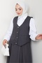 Double Gabardine Vest Skirt Set 1400 - Anthracite - 4
