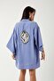 Women's Short Kimono with Back Embroidery and Applique Detail - 6