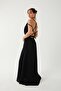 Women's Slit Detailed Backless Muslin Fabric Dress - 4