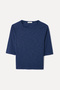 Women's Navy Blue 3/4 Sleeve Crew Neck T-Shirt