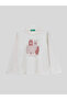 Girl's Printed Sweatshirt 1-6 Years Old Ecru