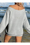 Women's Gray Star Printed Boat Neck Sweatshirt - 2