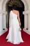 Glitter Tulle Fabric Pleated Detail Evening Dress - White - 5