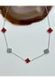 316L Silver Burgundy Stone Steel Necklace