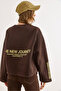 Women's Bitter Brown Wide Sleeve Detailed Embroidered Oversize Sweatshirt Swt-19000752 - 2