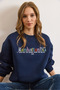 Women's Navy Blue Embroidered Embroidered Sweatshirt Swt-19000754