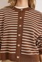 Women's White Coffee Color Stripe Detailed Bicycle Cardigan Knitwear Cardigan Hrk-19000412 - 3