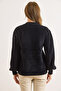Women's Black Stone Detailed Soft Textured Beard Sweater Kzk-19001000 - 3