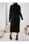 Half Turtleneck Comfortable Fit Long Sleeve Midi Length Knitwear Dress - 6