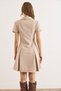 Women's Stone Suede Collar Hidden Zipper Pleated Mini Dress Elb-19002542 - 3
