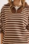 Women's Bitter Brown Stand Collar Zippered Loose Knit Sweater Kzk-19001001 - 3