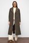 Oversize Snap Closure Herringbone Pattern Medium Length Coat Brown 3035