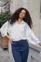 Women's Collared Off-Shoulder Loose Shirt-Cream - 4
