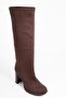 Josette Brown Suede Women's Thick Heeled Boots - 3